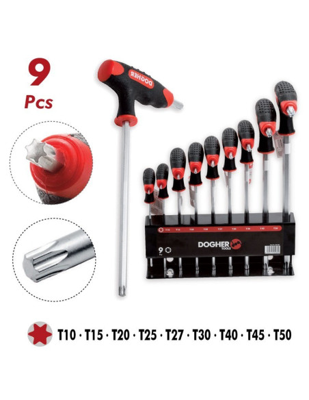 Juego 9 llaves T Torx S2 58 HRc DOGHER TOOLS