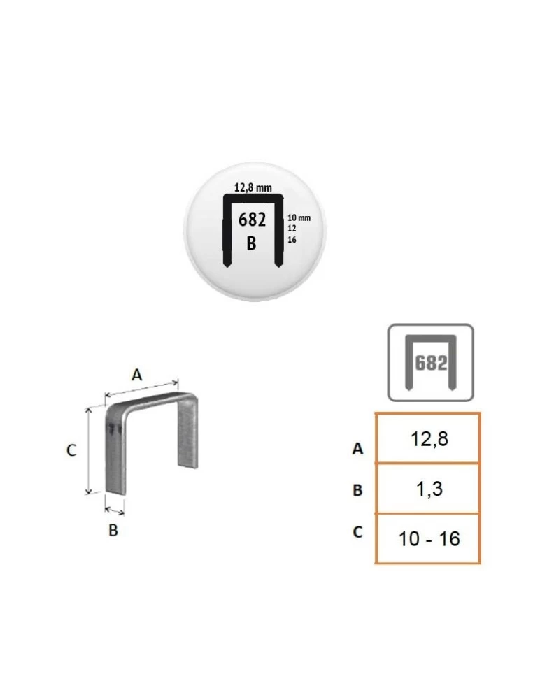 Grapa 682 de 10 a 16 mm en paquetes de 5.000 unidades