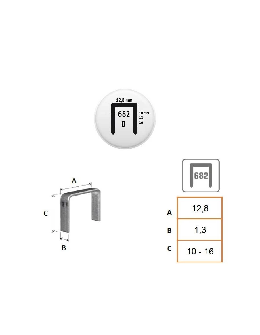 Grapa 682 de 10 a 16 mm en paquetes de 5.000 unidades